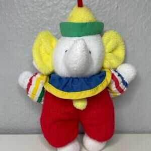 Vintage Kids Gifts Clown Elephant Plush 8” Terry Cloth Primary Colors Baby *READ